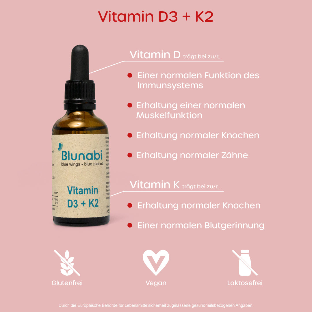 Vitamin D3 + K2 - für Immunsystem, Knochen & Muskeln